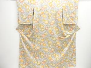 未使用品　牡丹模様単衣小紋着物